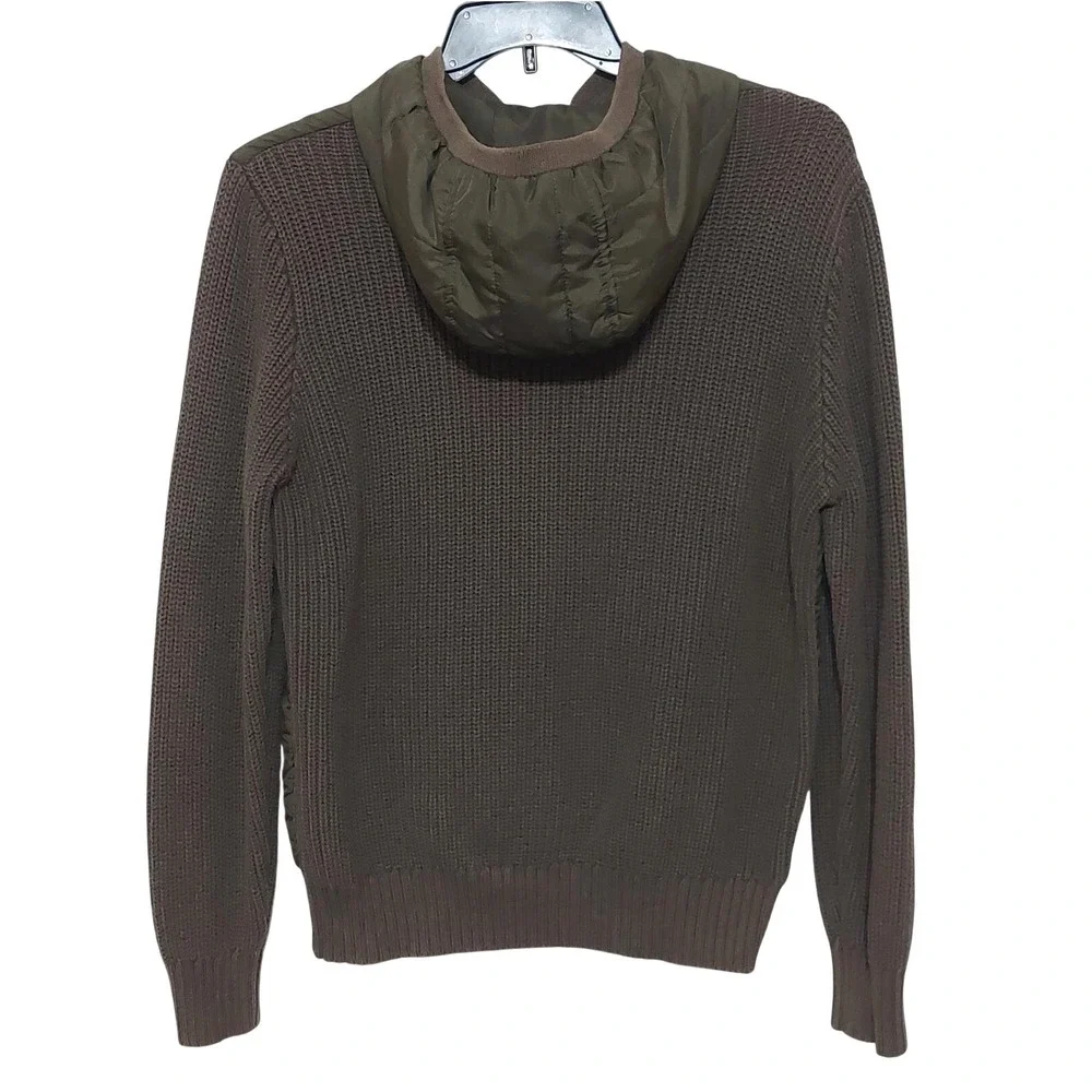 Marc New York Andrew Marc Mens Olive‎ Green Hybrid Quilted Knit Hooded Jacket M